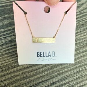 Gold Bar Initial Necklace "T"